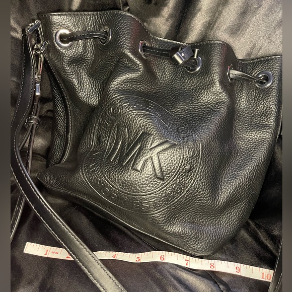 Michael Kors MK black leather draw string purse. Used. - Picture 2 of 3